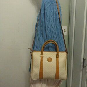 ❤️VTG GUCCI GG Logo  White / Tan Drs Bag Speedy Purse +Crossbody Strap